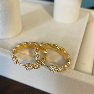 Kate spade gold tone and pave hoops
